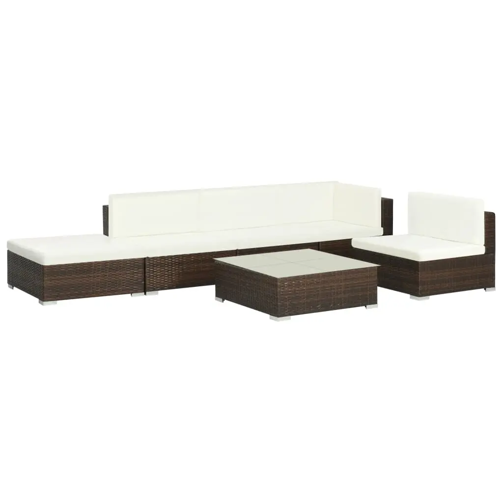 6 Piece Garden Lounge Set with Cushions Poly Rattan Brown 44603 - Furniture