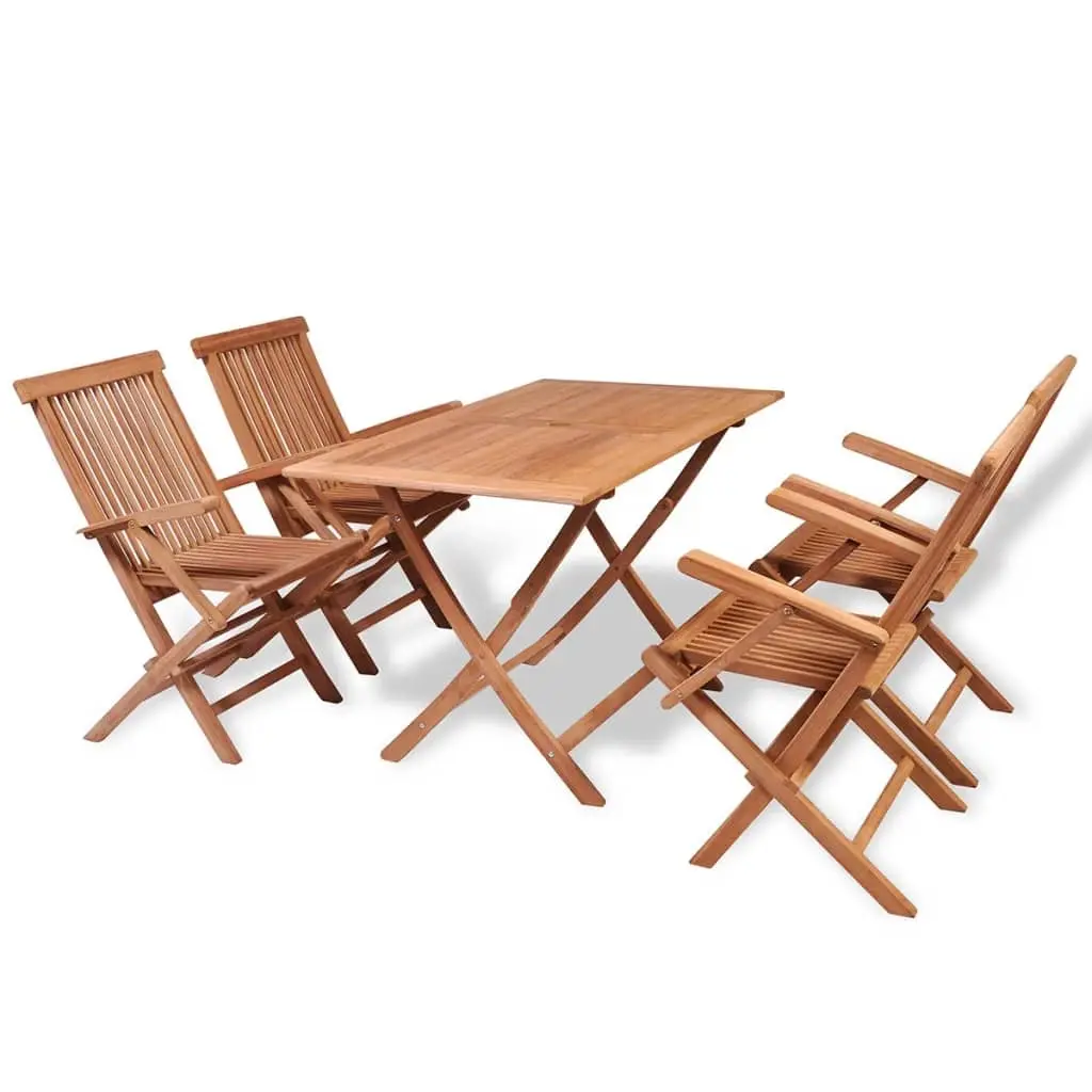 5 Piece Garden Dining Set Solid Teak Wood 44683 - Furniture