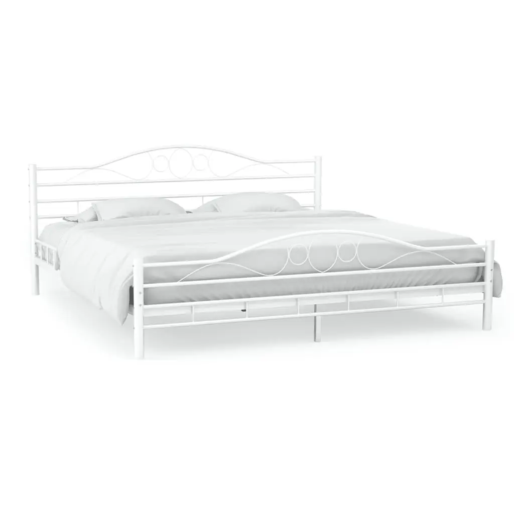 Bed Frame without Mattress White Metal 137x187 cm Double 247236 - Furniture