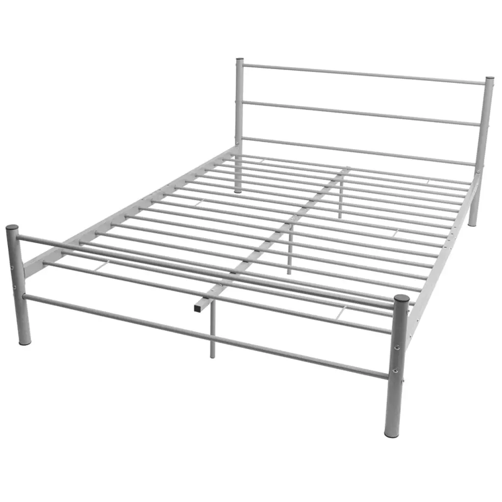 Bed Frame without Mattress Grey Metal Double Size 247483 - Furniture