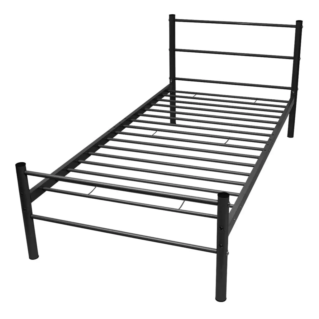 Bed Frame without Mattress Black Metal King Single Size 247486 - Furniture
