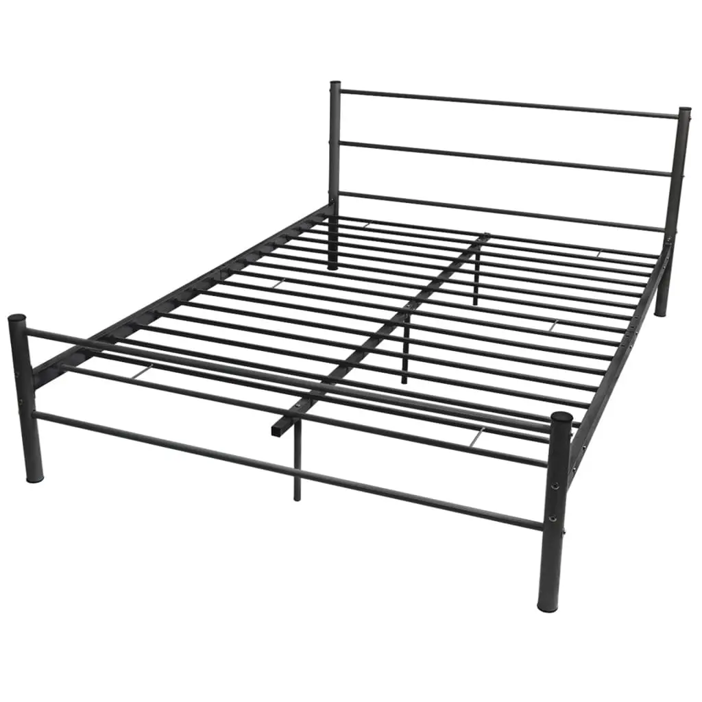 Bed Frame without Mattress Black Metal Double Size 247487 - Furniture