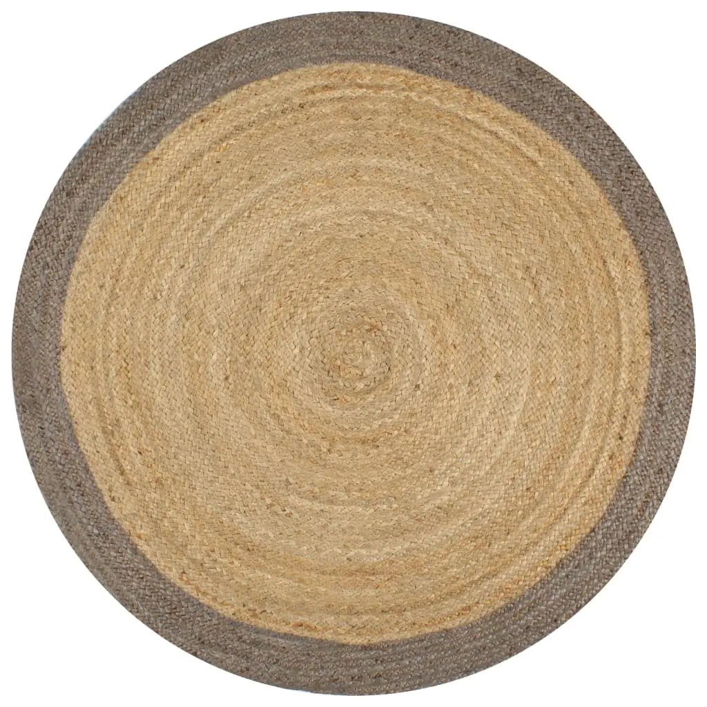 Handmade Rug Jute with Grey Border 120 cm 133675 - Home & Garden