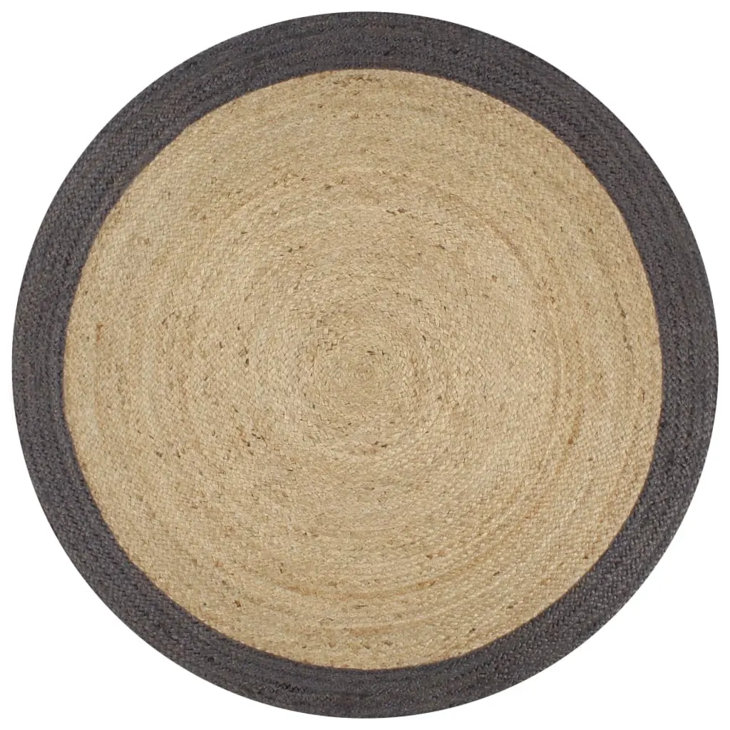 Handmade Rug Jute with Dark Grey Border 120 cm 133678 - Home & Garden