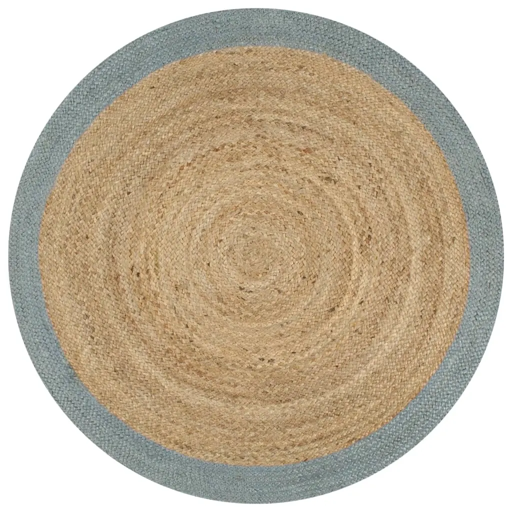 Handmade Rug Jute with Olive Green Border 150 cm 133682 - Home & Garden
