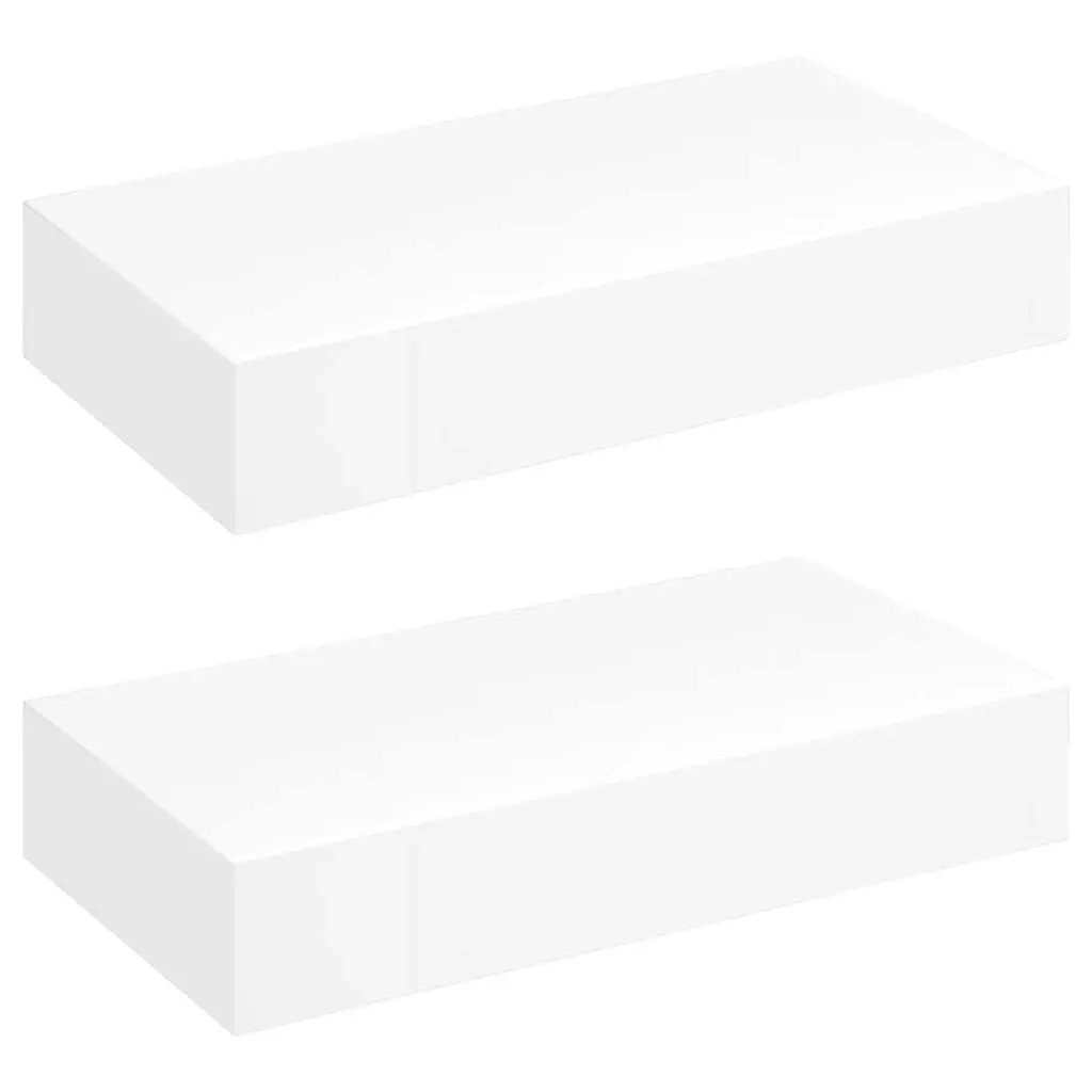 Floating Wall Shelves with Drawers 2 pcs White 48 cm 276001 - Furniture