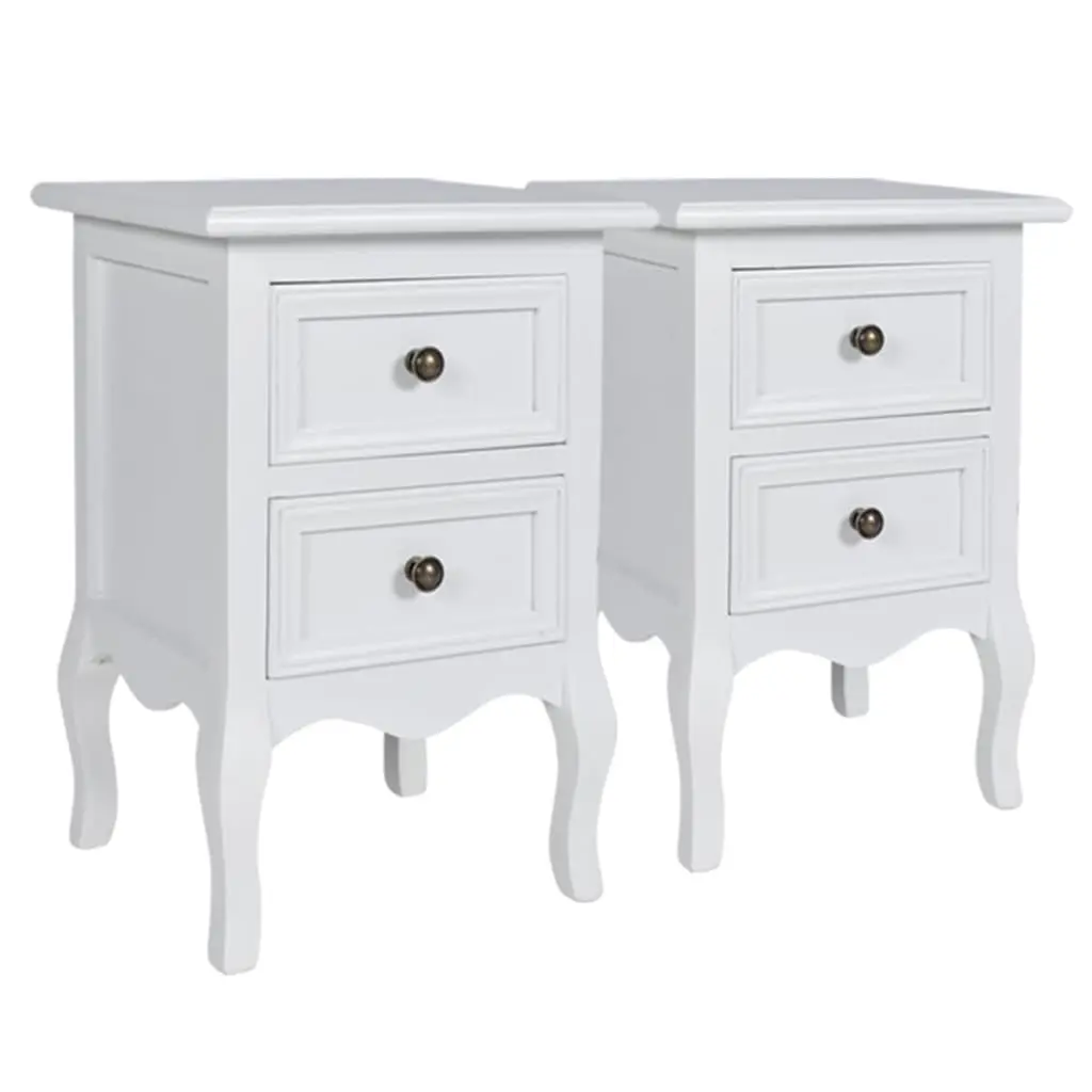 Nightstands 2 pcs with 2 Drawers MDF White 60638 - Furniture