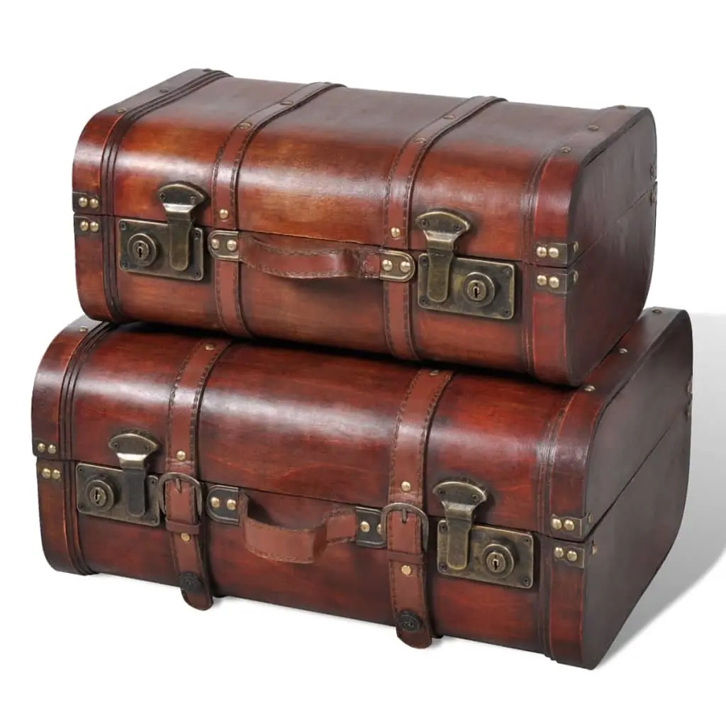 Wooden Treasure Chests 2 pcs Vintage Brown 240575 - Furniture