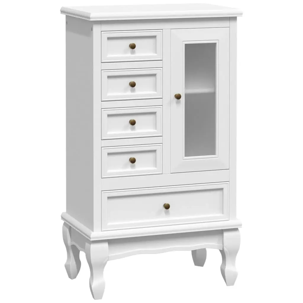 Cabinet with 5 Drawers 2 Shelves White 241150 - Furniture