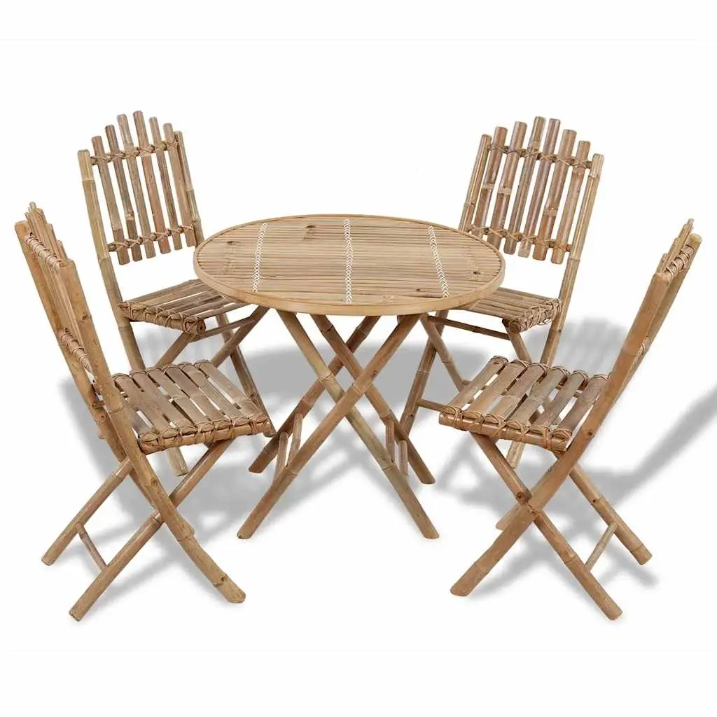 5 Piece Folding Outdoor Dining Set Bamboo 41497 - Furniture