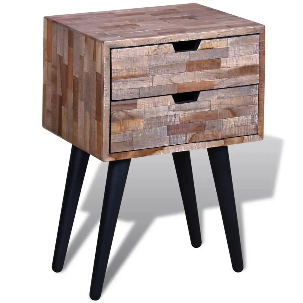 Nightstand with 2 Drawers Reclaimed Teak Wood 241711 - Furniture