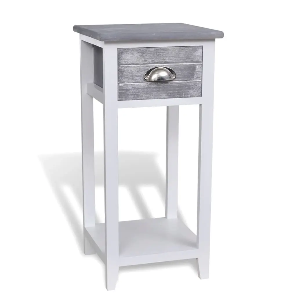 Nightstand with 1 Drawer Grey and White 242038 - Furniture