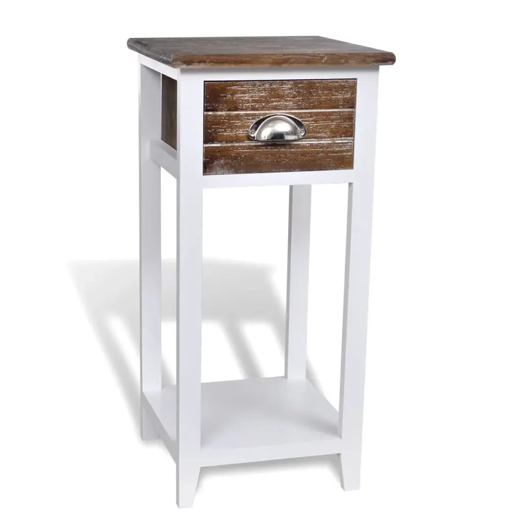 Nightstand with 1 Drawer Brown and White 242039 - Furniture