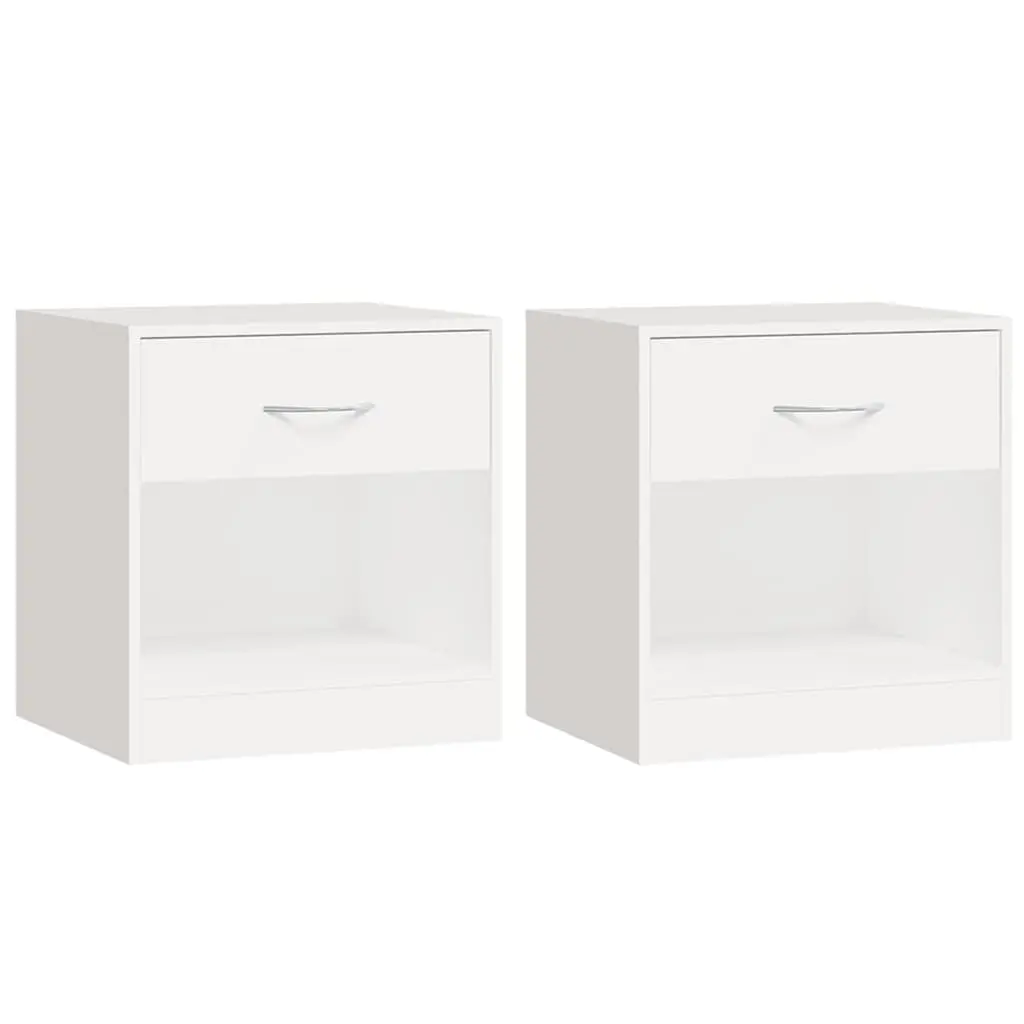 Nightstand 2 pcs with Drawer White 242547 - Furniture