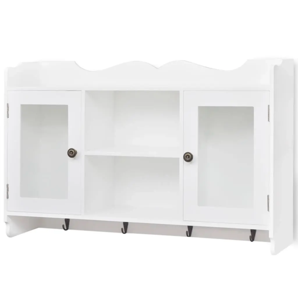 Wall Cabinet Display Shelf Book/DVD/Glass Storage White MDF 242435 - Furniture