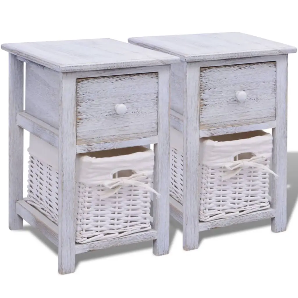 Bedside Cabinets 2 pcs Wood White 242867 - Furniture