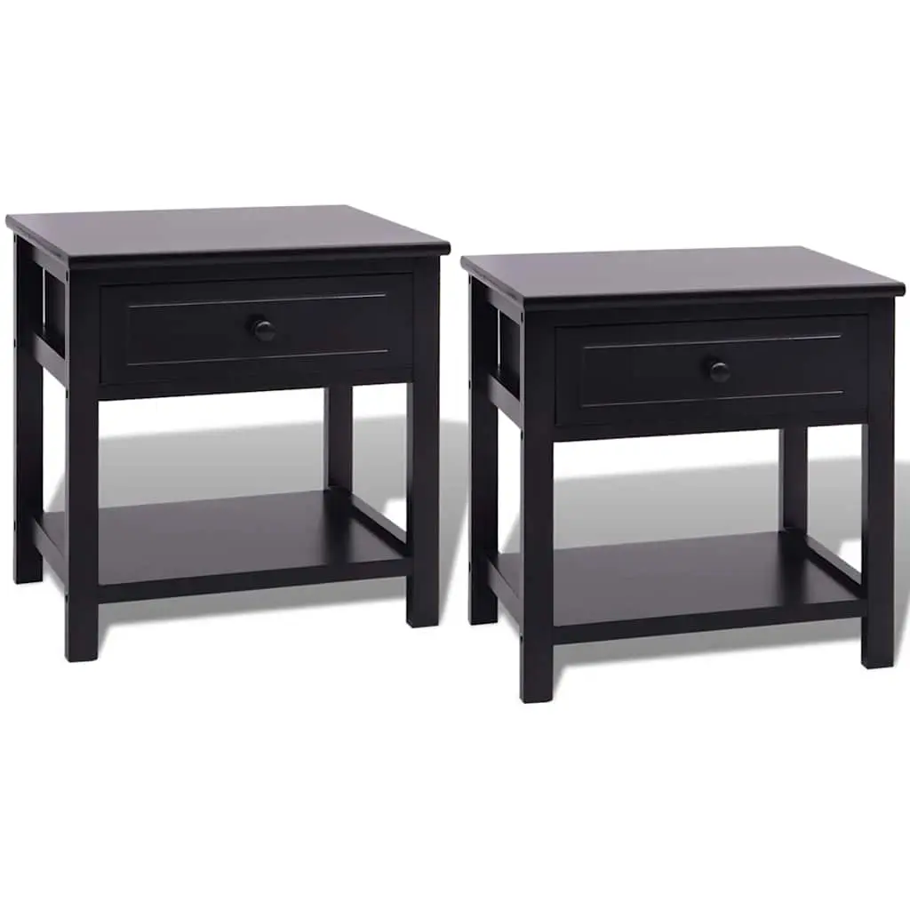 Bedside Cabinets 2 pcs Wood Black 242873 - Furniture