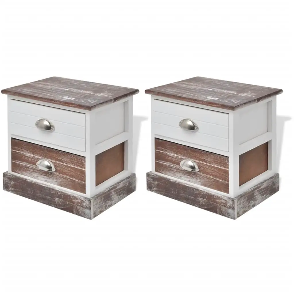 Bedside Cabinets 2 pcs Brown and White 242885 - Furniture