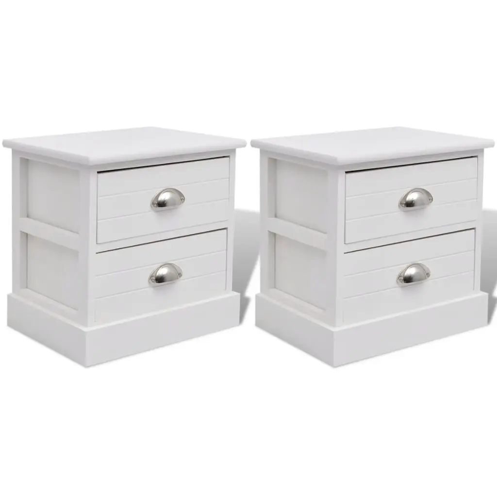 French Bedside Cabinets 2 pcs White 242887 - Furniture