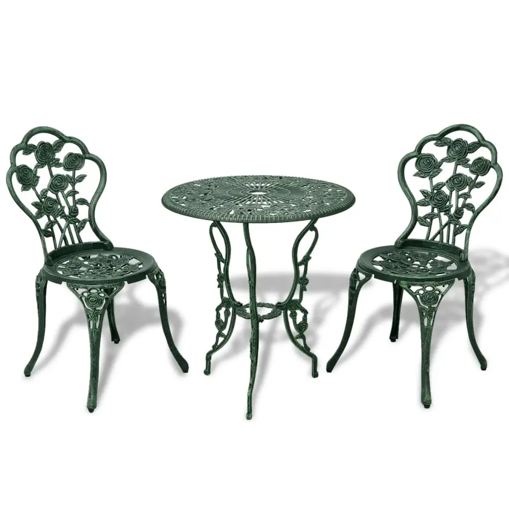 3 Piece Bistro Set Cast Aluminium Green 42164 - Furniture