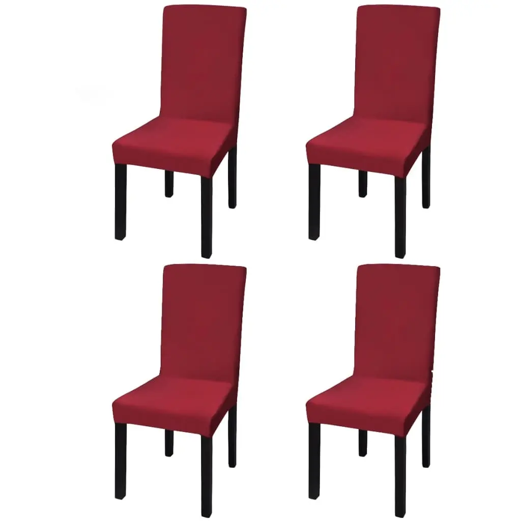 Straight Stretchable Chair Cover 4 pcs Bordeaux 131420 - Home & Garden