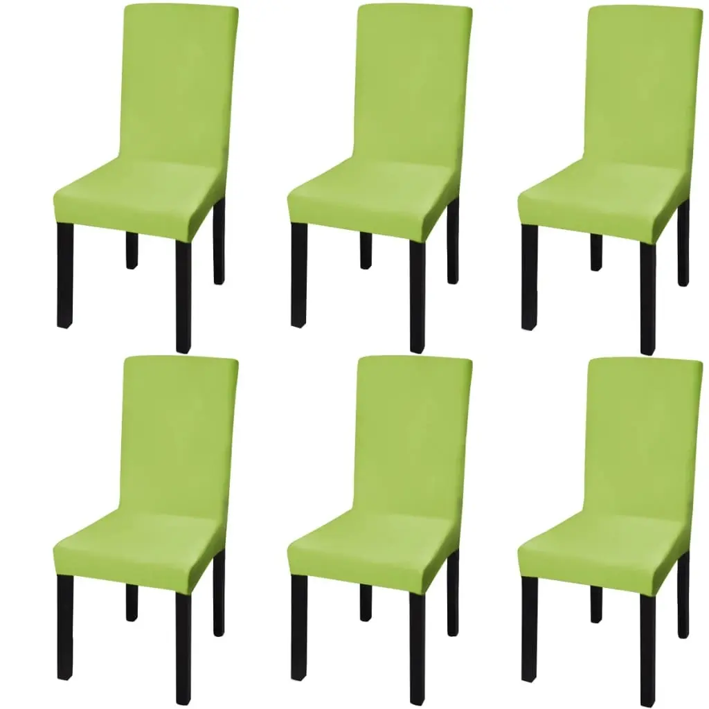 Straight Stretchable Chair Cover 6 pcs Green 131424 - Home & Garden