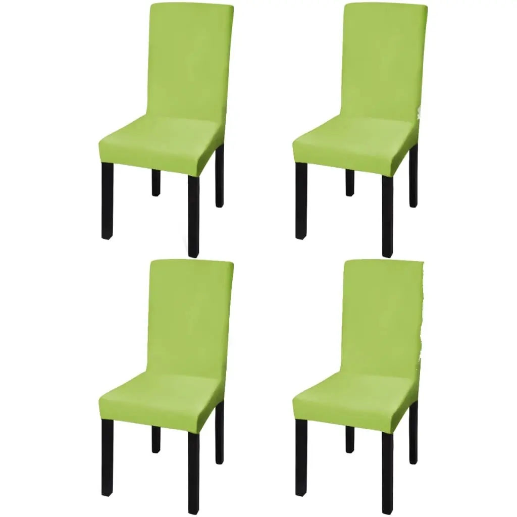 Straight Stretchable Chair Cover 4 pcs Green 131427 - Home & Garden