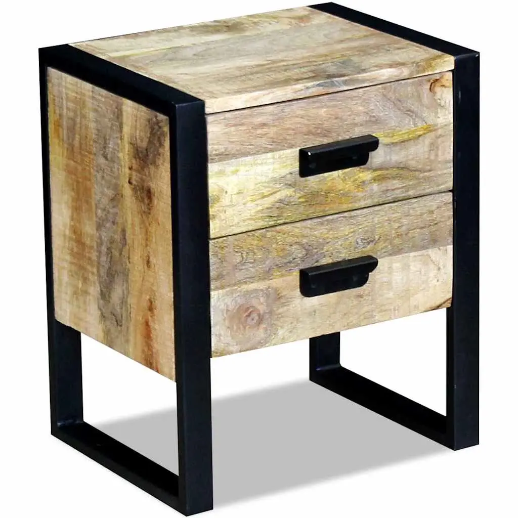 Side Table with 2 Drawers Solid Mango Wood 43x33x51 cm 243298 - Furniture