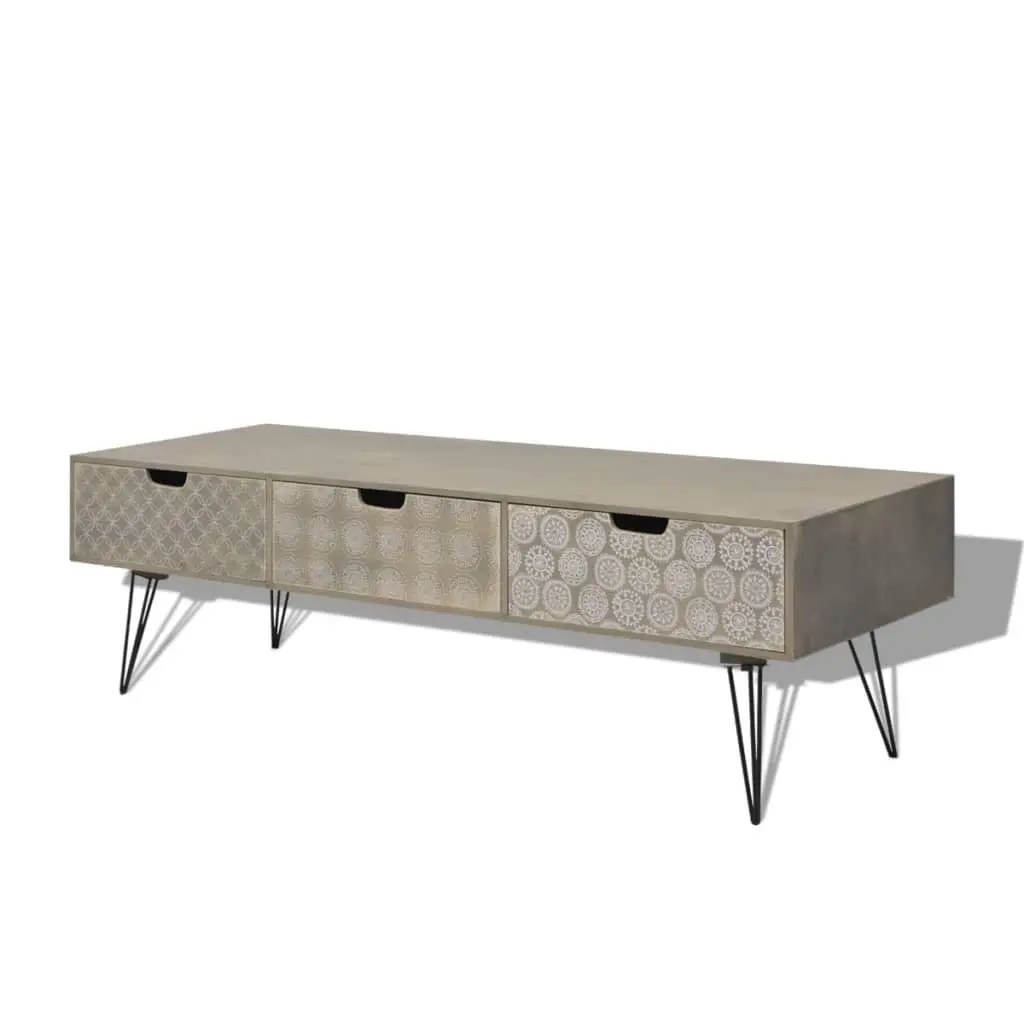 TV Cabinet with 3 Drawers 120x40x36 cm Grey 243399 - Furniture