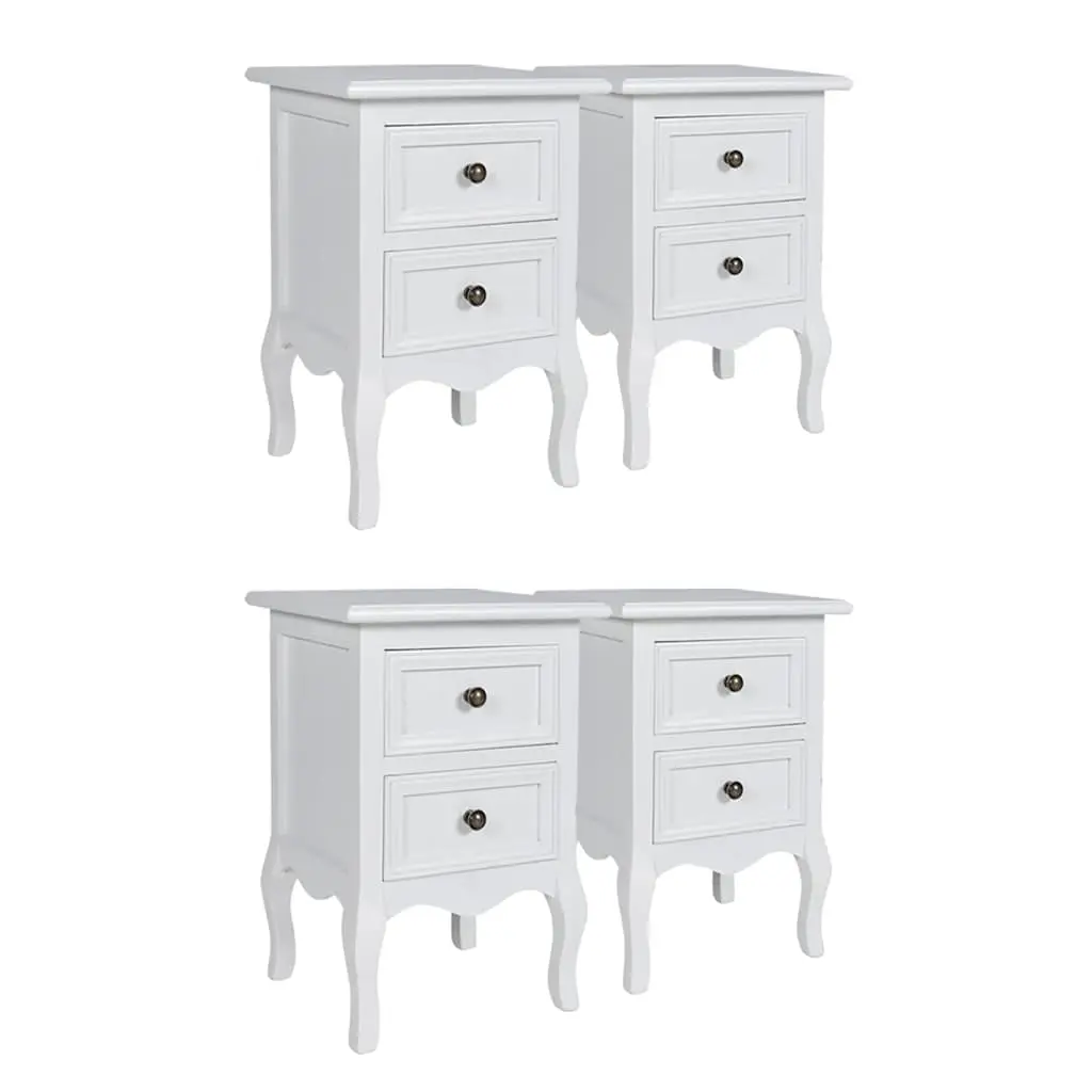 Nightstands 4 pcs with 2 Drawers MDF White 276039 - Furniture