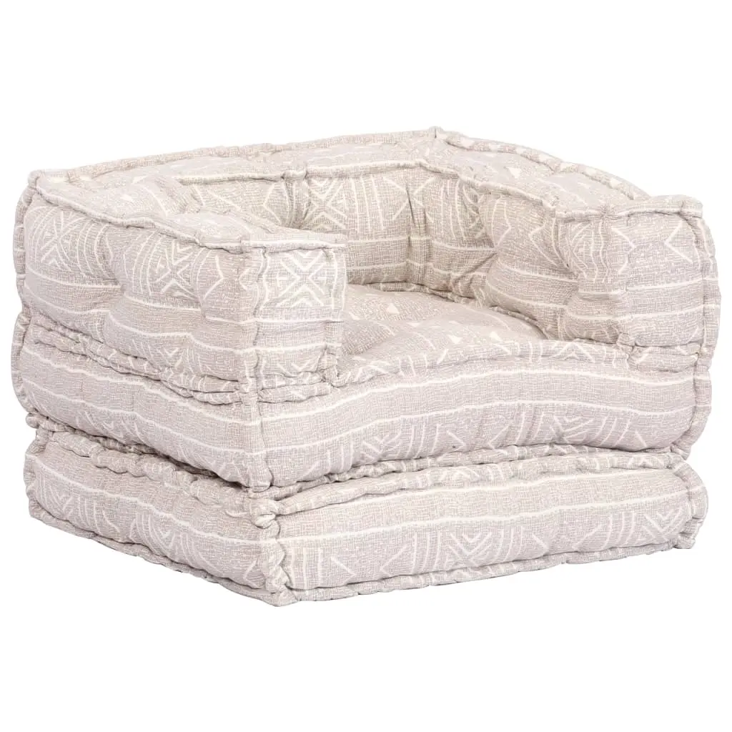 Single Modular Pouffe Beige Fabric 249416 - Home & Garden