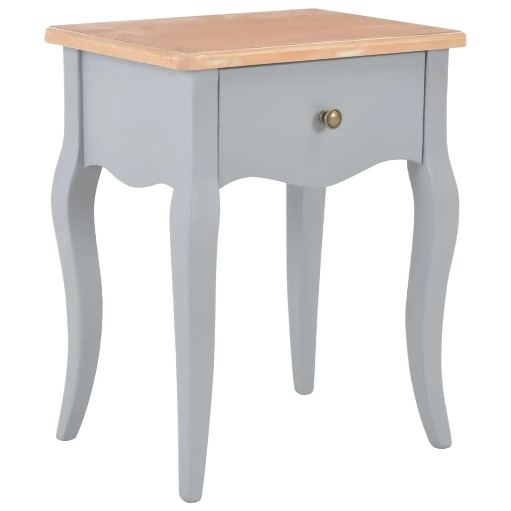 Nightstand Grey and Brown 40x30x50 cm Solid Pine Wood 280007 - Furniture