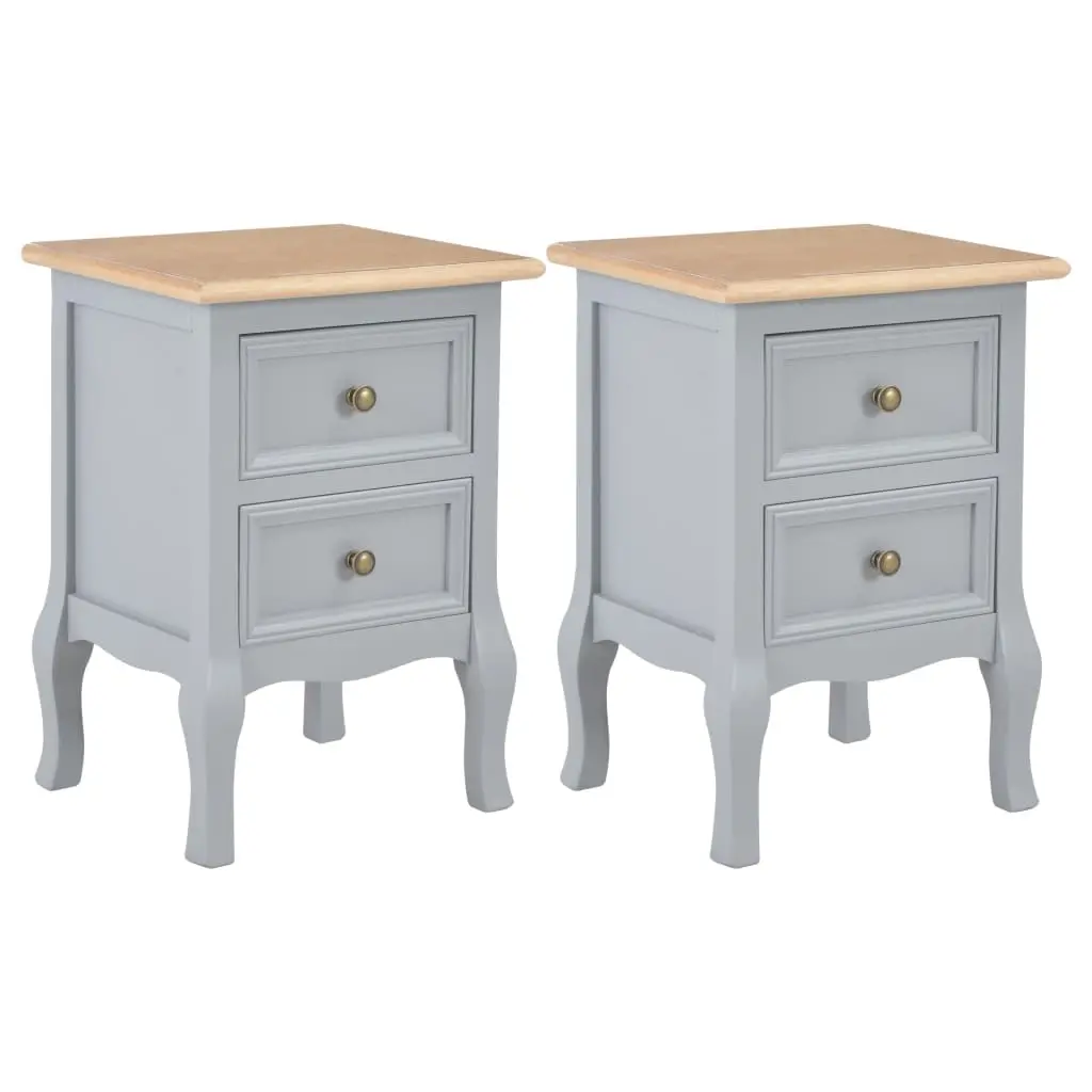 Bedside Cabinets 2 pcs Grey 35x30x49 cm MDF 280039 - Furniture
