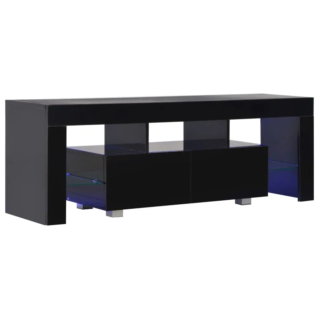 TV Cabinet with LED Lights High Gloss Black 130x35x45 cm 283735 - Furniture