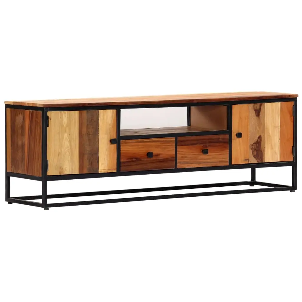 TV Cabinet 120x30x40 cm Solid Reclaimed Wood and Steel 282726 - Furniture
