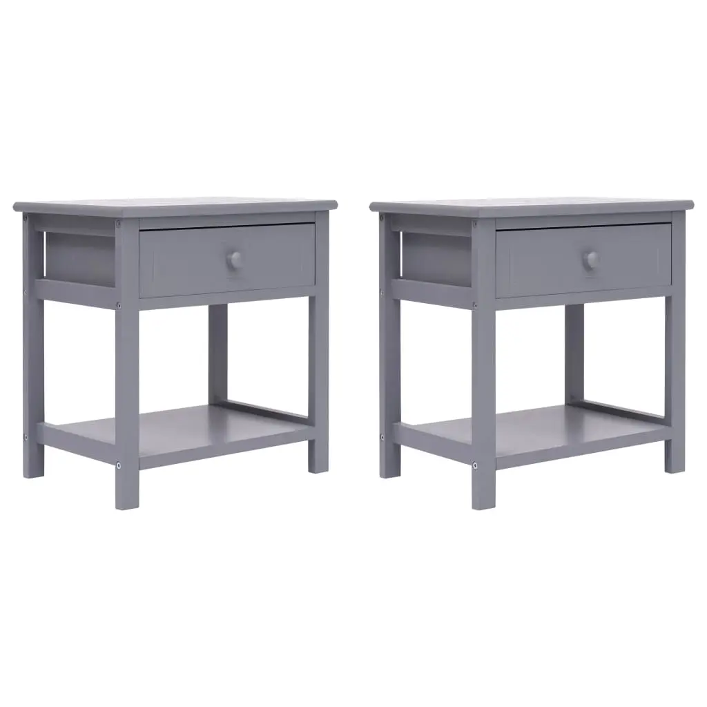 Nightstands 2 pcs Grey 40x29x42 cm Paulownia Wood 284051 - Furniture