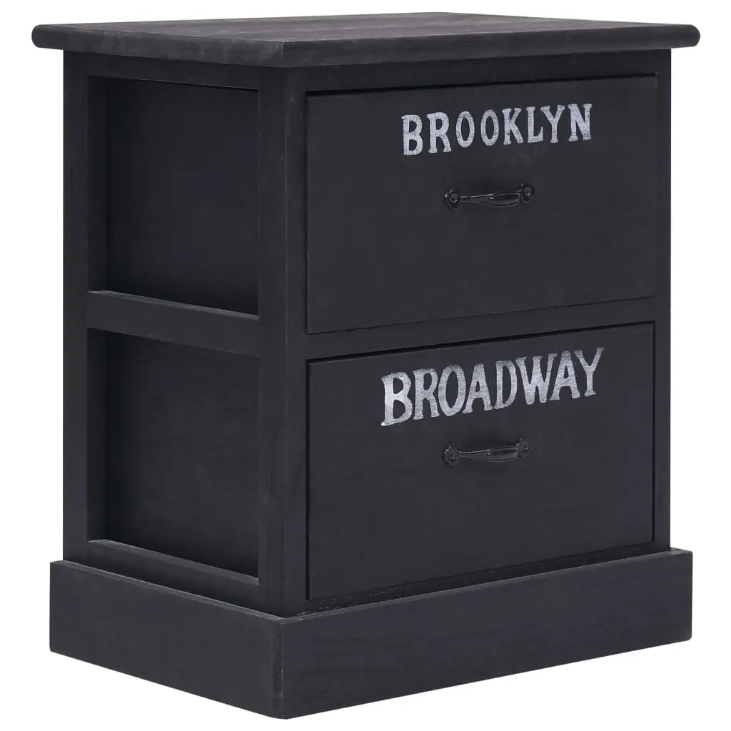 Nightstand Black 38x28x45 cm Paulownia Wood 284058 - Furniture