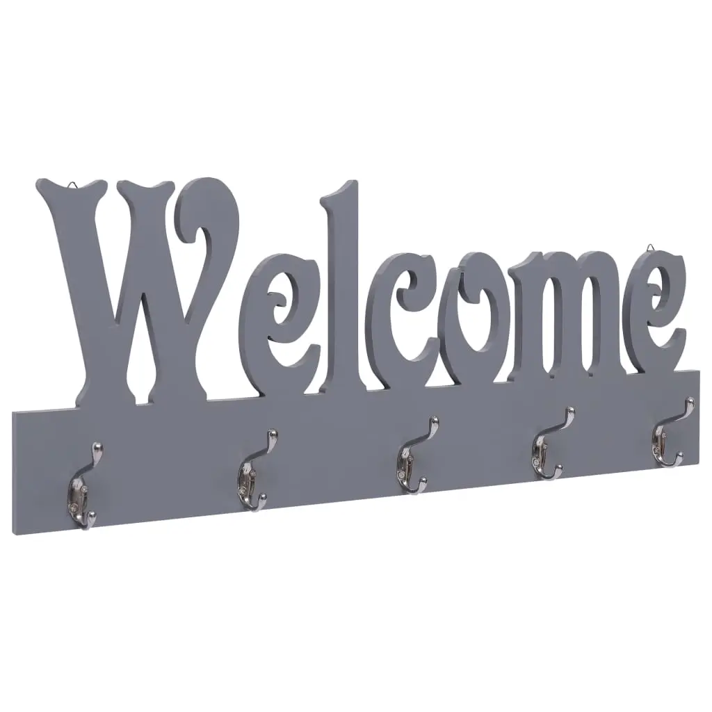 Wall Mounted Coat Rack WELCOME Grey 74x29.5 cm 284248 - Home & Garden