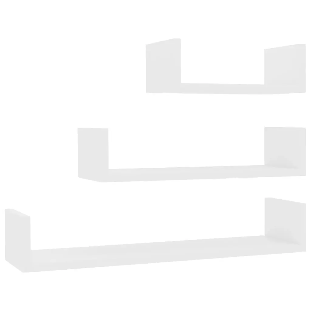 Wall Display Shelf 3 pcs White Engineered Wood 800198 - Furniture