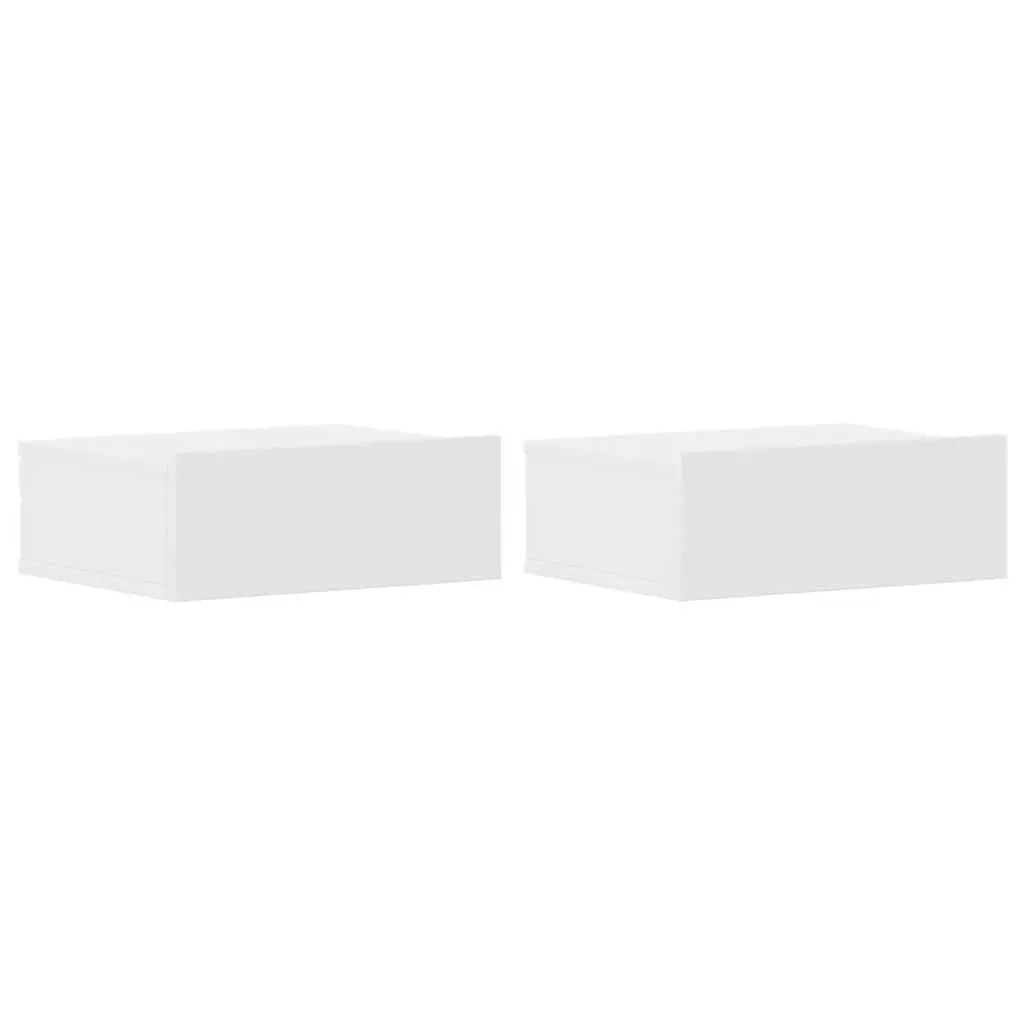 Floating Nightstands 2 pcs White 40x30x15cm Engineered Wood 800307 - Furniture
