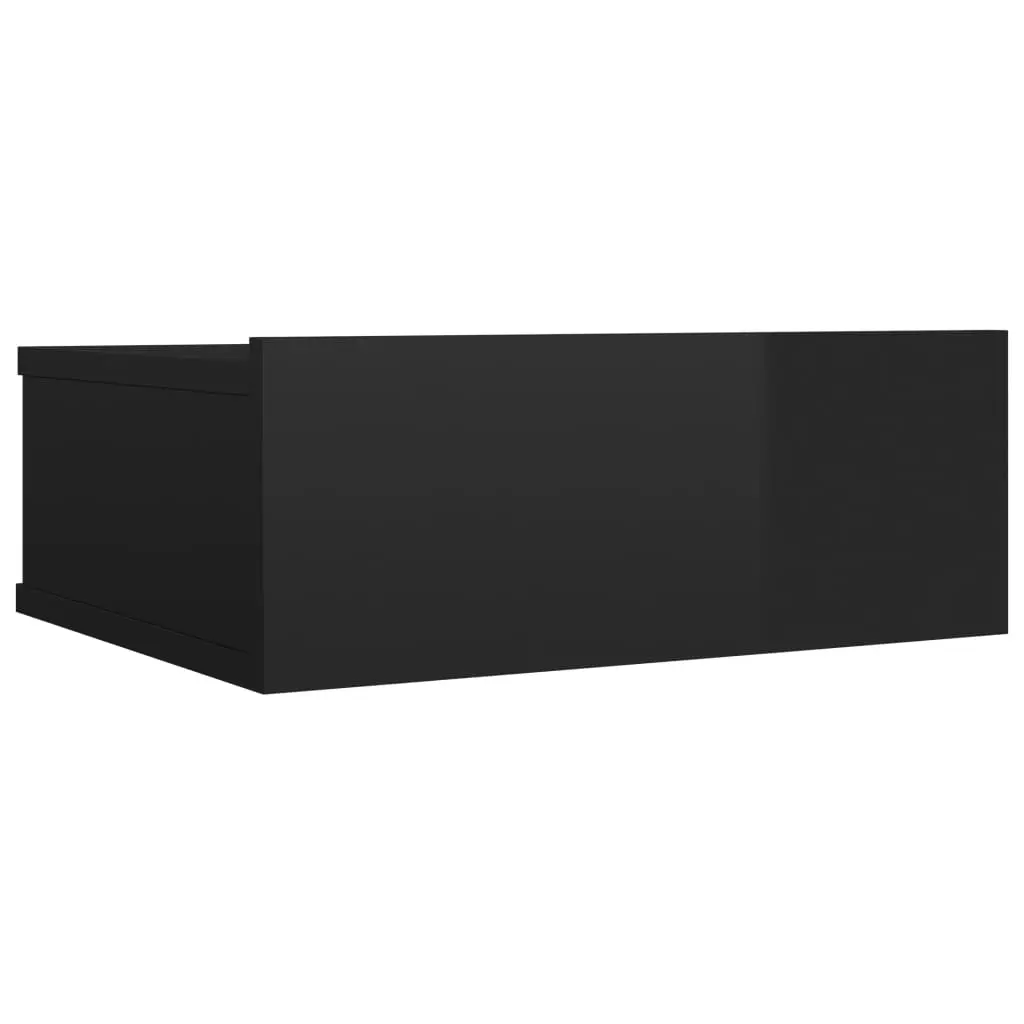 Floating Nightstand High Gloss Black 40x30x15 cm Engineered Wood 800320 - Furniture