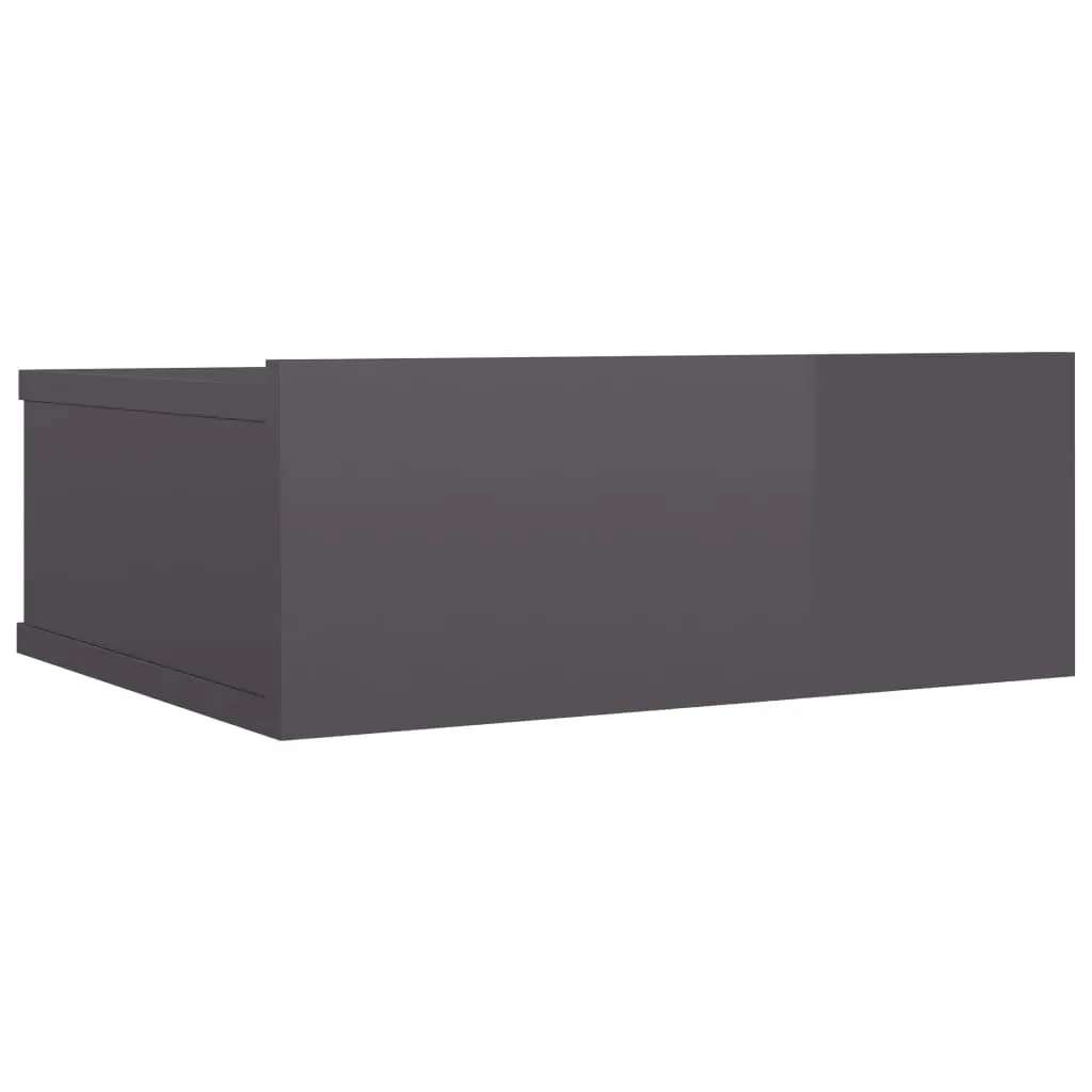 Floating Nightstand High Gloss Grey 40x30x15 cm Engineered Wood 800322 - Furniture