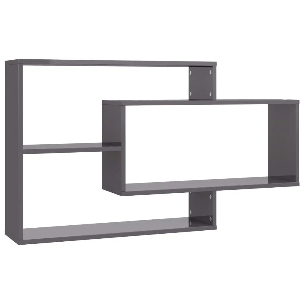 Wall Shelves High Gloss Grey 104x20x58.5 cm Engineered Wood 800332 - Furniture