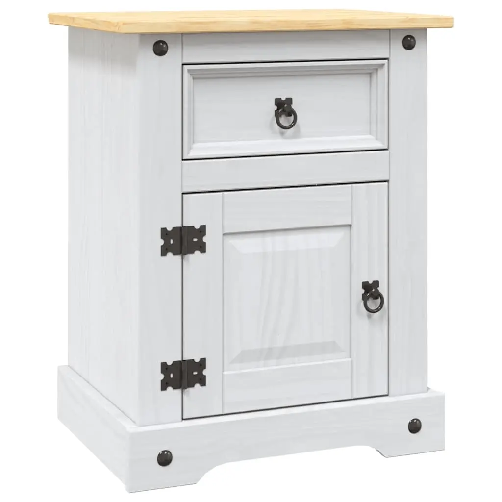 Bedside Cabinet Mexican Pine Corona Range White 53x39x67 cm 282618 - Furniture