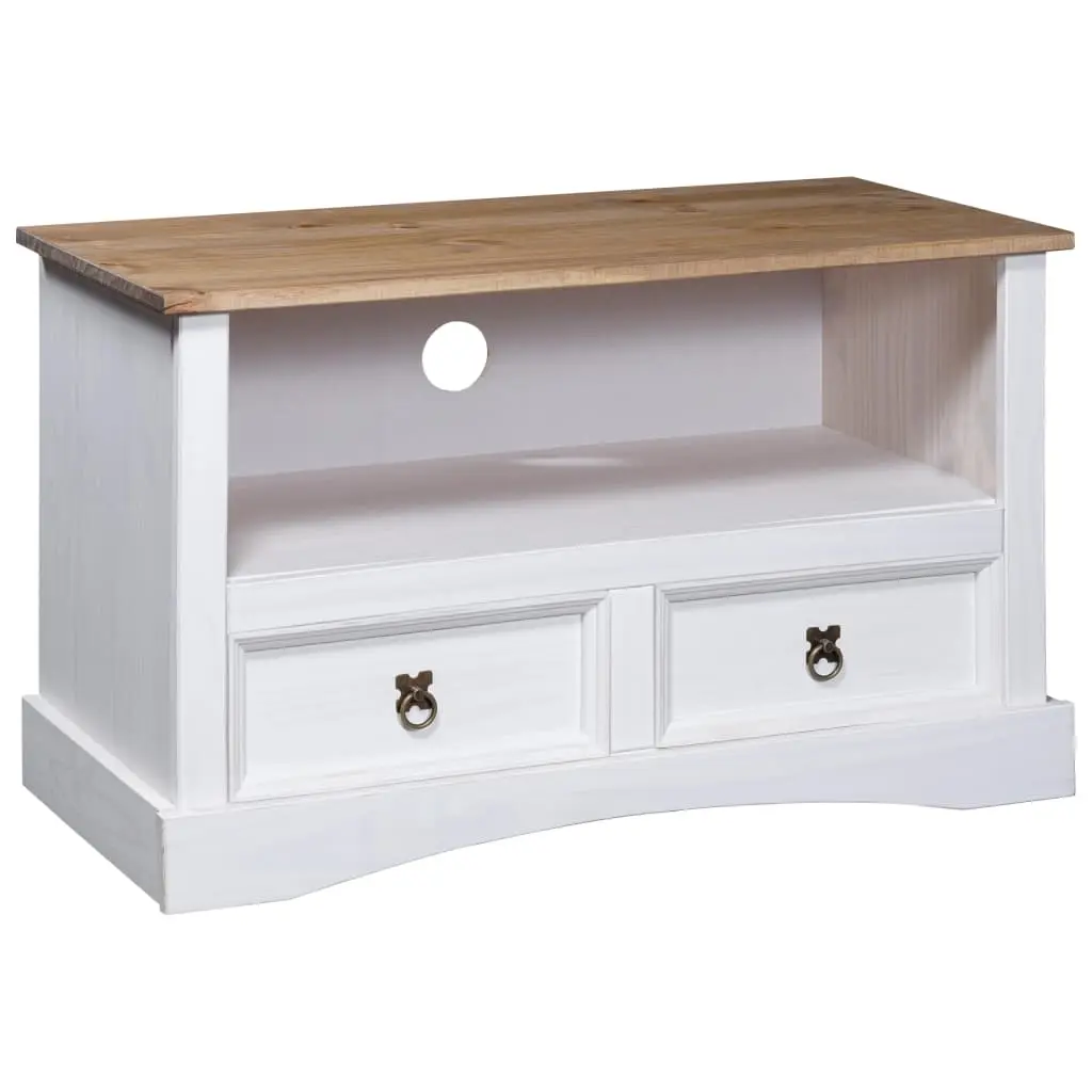 TV Cabinet Mexican Pine Corona Range White 91x43x56 cm 282628 - Furniture