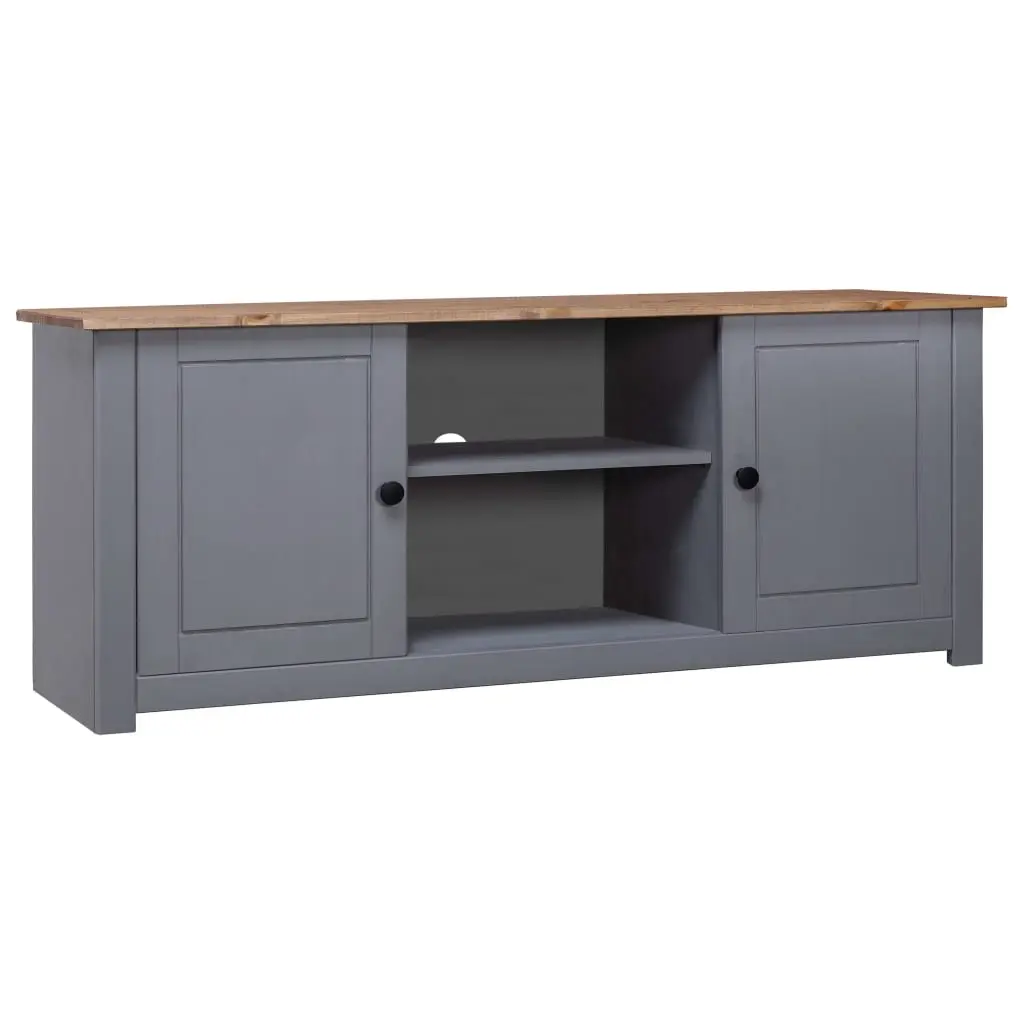 TV Cabinet Grey 120x40x50 cm Solid Pine Wood Panama Range 282671 - Furniture