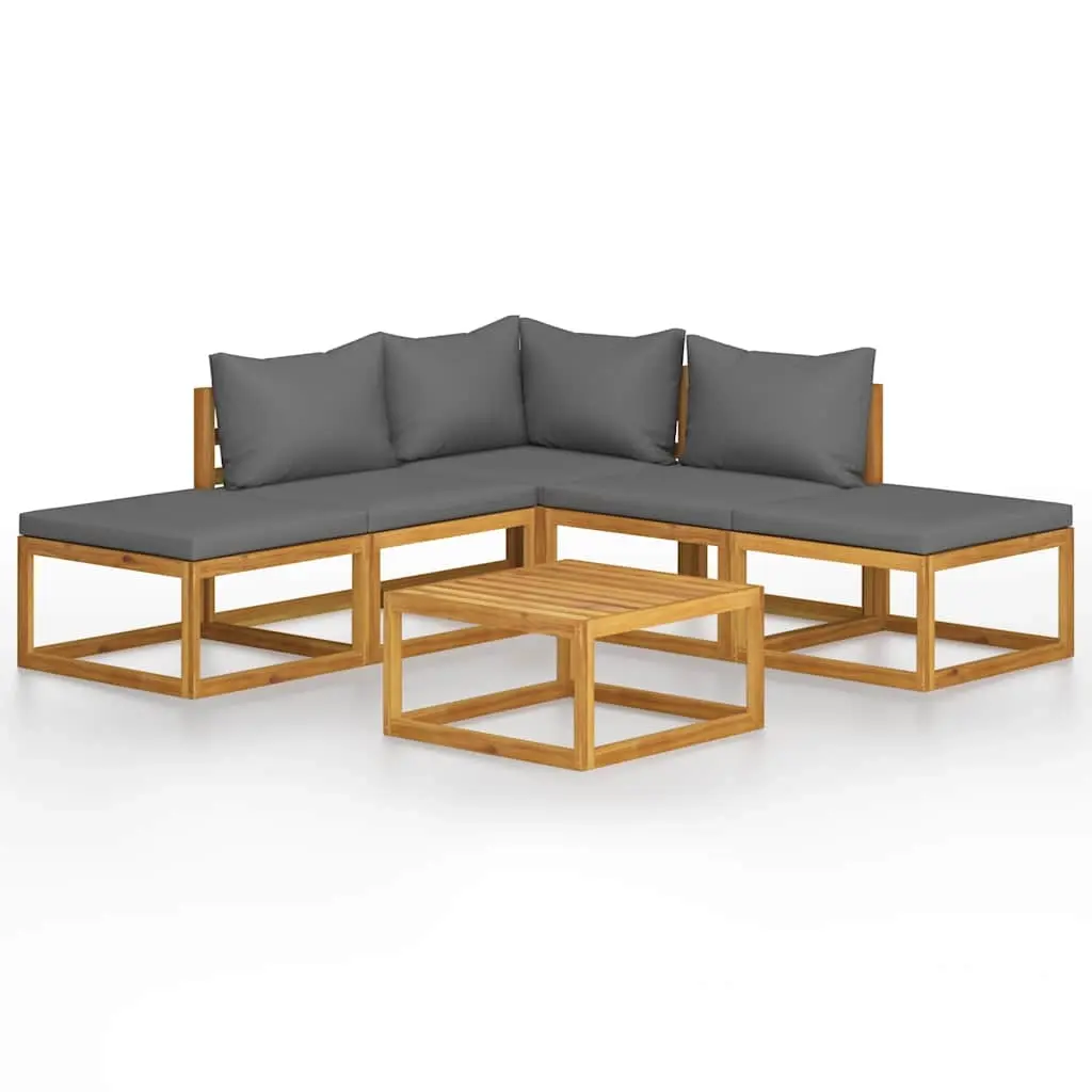 6 Piece Garden Lounge Set with Cushions Solid Acacia Wood 45913 - Furniture