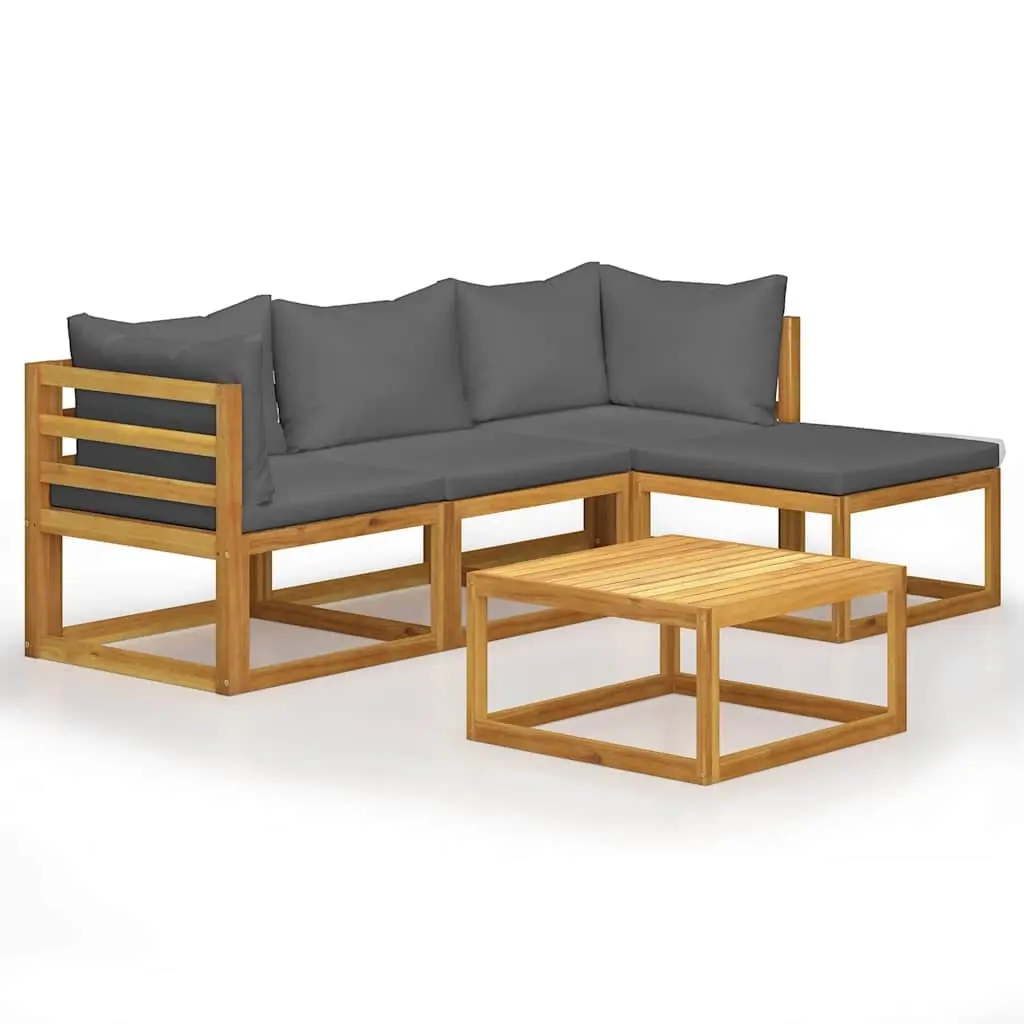 5 Piece Garden Lounge Set with Cushions Solid Acacia Wood 45914 - Furniture