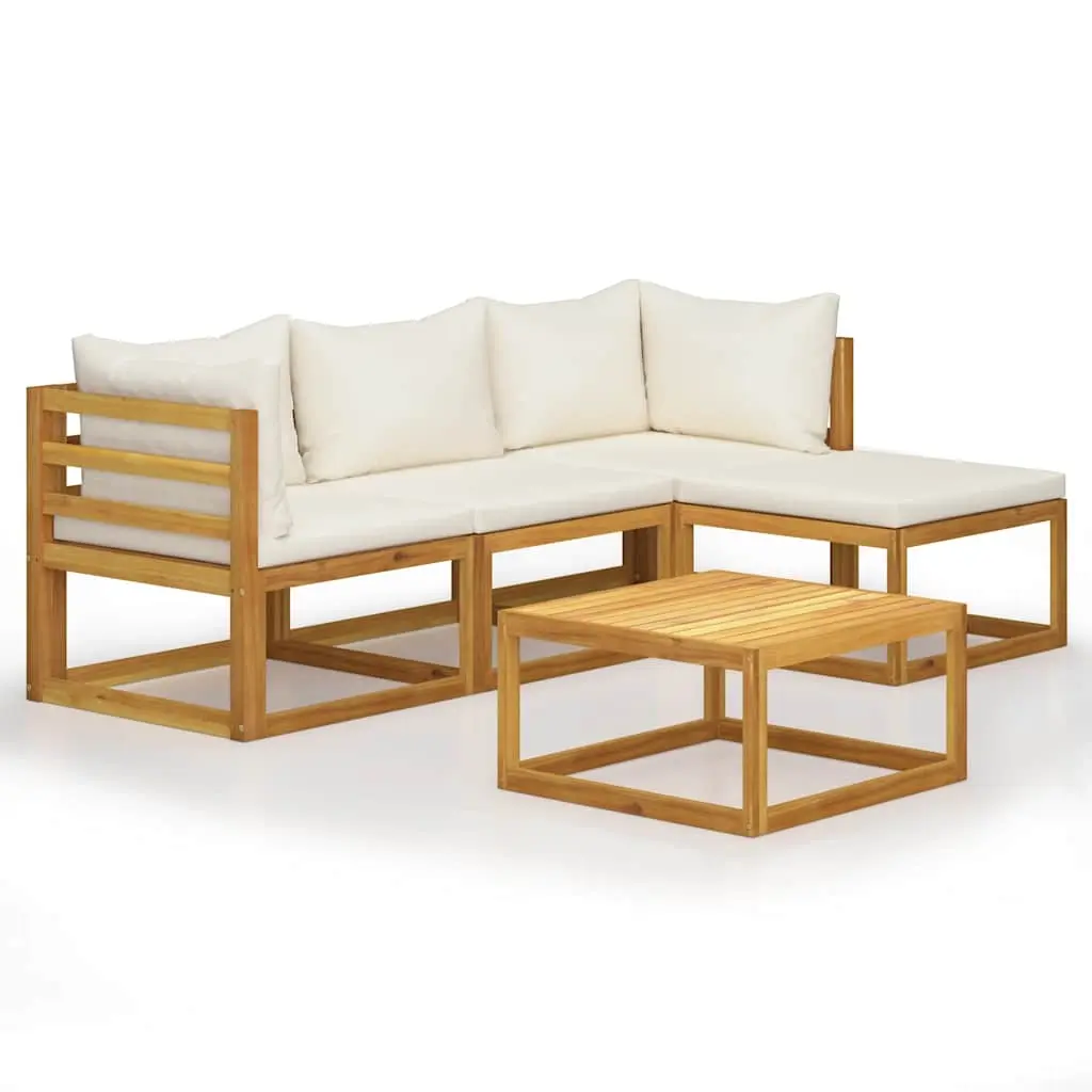 5 Piece Garden Lounge Set with Cushions Solid Acacia Wood 45916 - Furniture