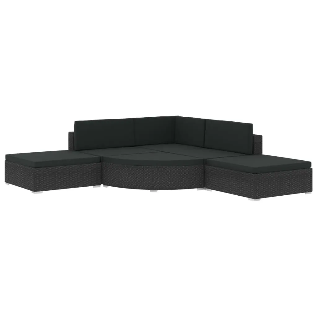 6 Piece Garden Lounge Set with Cushions Poly Rattan Black 46752 - Furniture